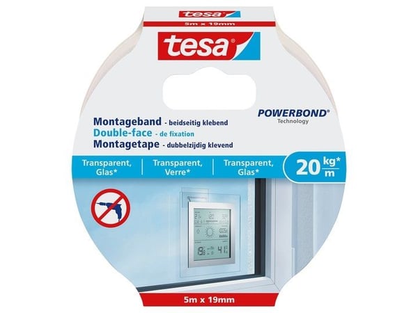 TESA 77741-00000, Kiinnitysteippi, Läpinäkyvä, 5 m, Sisätila, Lasi, 0,2 kg/cm
