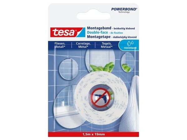 TESA monteringsbånd Tesa® POWERBOND hvit (L x B) 5000 mm x 19 mm Innhold: 1 rull (77744-00000-00)