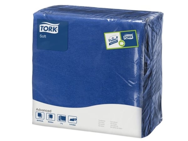 Serviet Tork 39x39 cm 3-lag Blå,12 pk x 100 stk/krt