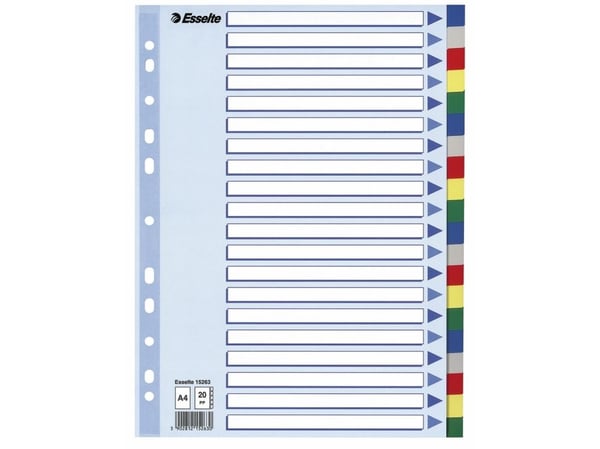 Esselte - Inndeler - 20 deler - for A4 (210 x 297 mm) - med fliker