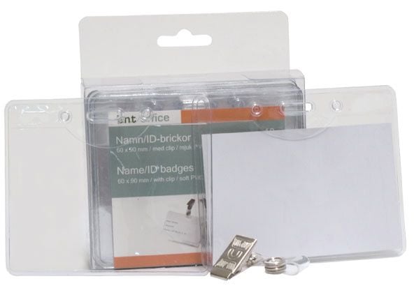 Navneskilte t/ID 60x90mm blød plast liggende format (10 stk.)