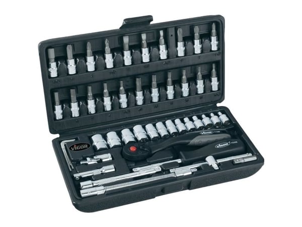 Vigor topnøkkelsett metrisk 1/4 (6,3 mm) 46 deler V2414