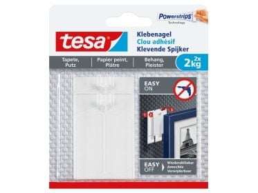 TESA 77776-00000, inomhus, Universalkrok, Vit, Självhäftande remsa, 2 kg, Gips
