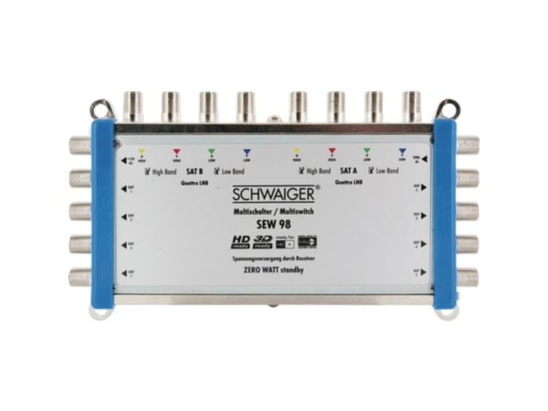 Schwaiger SEW98 531, 9 innganger, 8 utganger, 950 - 2150 MHz, 5 - 790 MHz, F, 14V, 18V