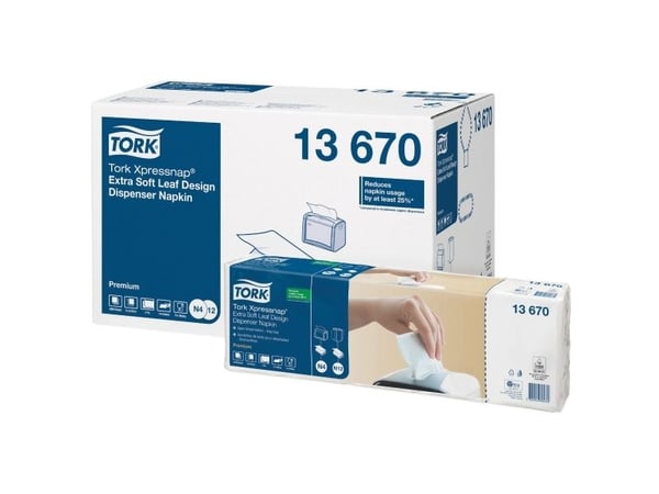 Serviet Tork N4 Xpressnap Premium 13670 hvid interfold 2-lag m/præg/bladmønster - (4000 stk.)