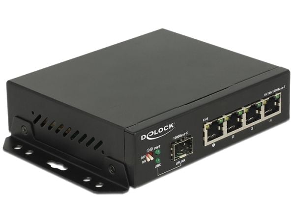 Delock - Switch - 4 x 10/100/1000 + 1 x SFP - stasjonær