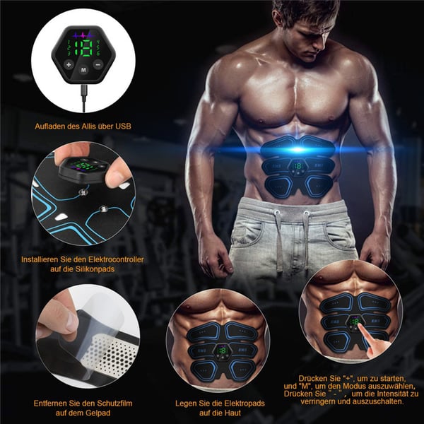 Genopladelig EMS Mavetræner Biceps Balde Muskelstimulator