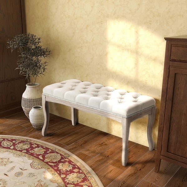 Polstret bænk, 110x40x48 cm, beige
