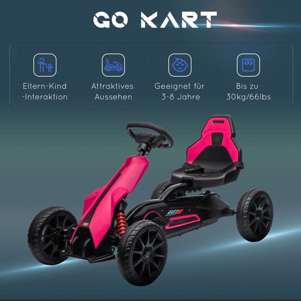 Pedal Go-Kart, 100x58x58,5 cm, Lyserød