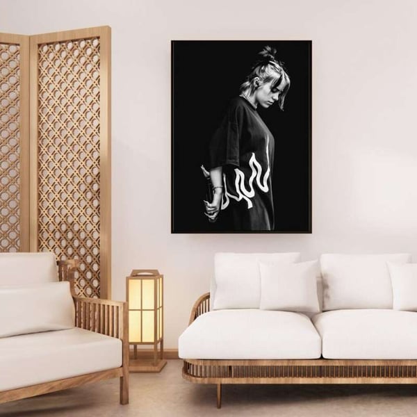 Billie Eilish Svartvit Affisch – Musikikon Poster