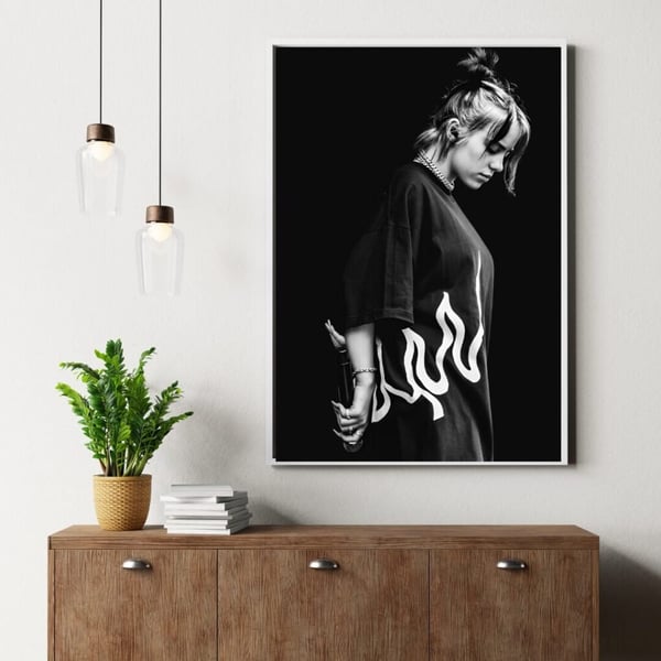 Billie Eilish Svartvit Affisch – Musikikon Poster