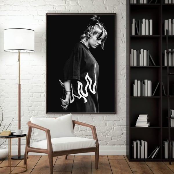 Billie Eilish Svartvit Affisch – Musikikon Poster