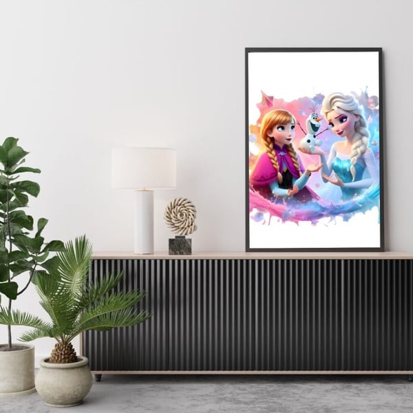 Frozen Poster 50x70 cm – Barnrum Affisch | Frost Väggkonst | Färgglad Dekoration
