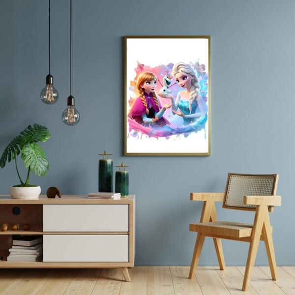 Frozen Poster 50x70 cm – Barnrum Affisch | Frost Väggkonst | Färgglad Dekoration