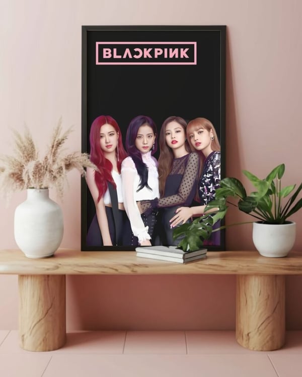 Blackpink Gruppfoto Poster 50x70 cm – K-Pop Affisch | Black & Pink Väggkonst