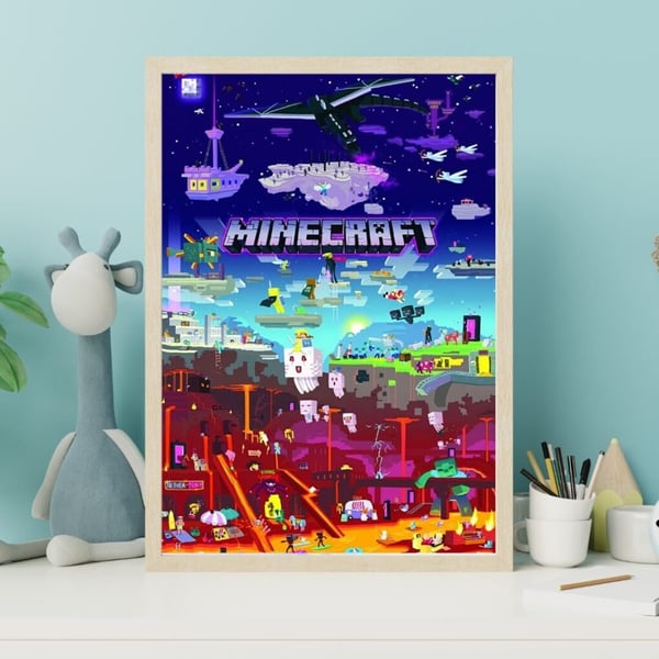 Affisch med Minecraft-motiv för barnrum 30x40 cm – Perfekt för små gamers!
