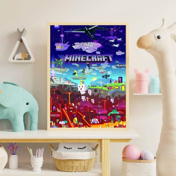 Affisch med Minecraft-motiv för barnrum 40x50 cm – Perfekt för små gamers!