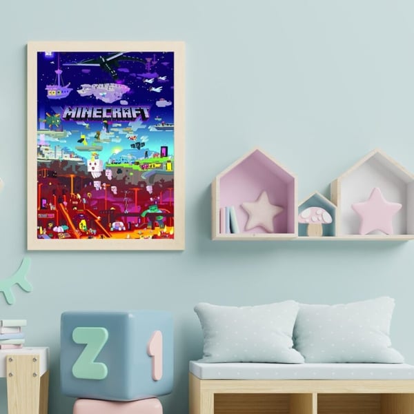 Affisch med Minecraft-motiv för barnrum 40x50 cm – Perfekt för små gamers!