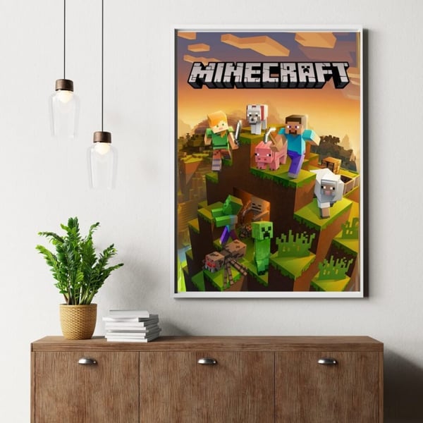 Minecraft Affisch 50x70 cm – Gaming Poster | Spel Väggkonst | Perfekt för Gamer Rum