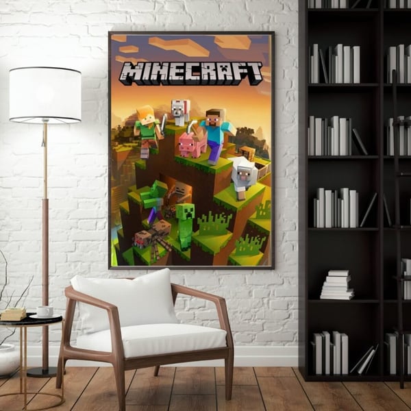Minecraft Affisch 50x70 cm – Gaming Poster | Spel Väggkonst | Perfekt för Gamer Rum