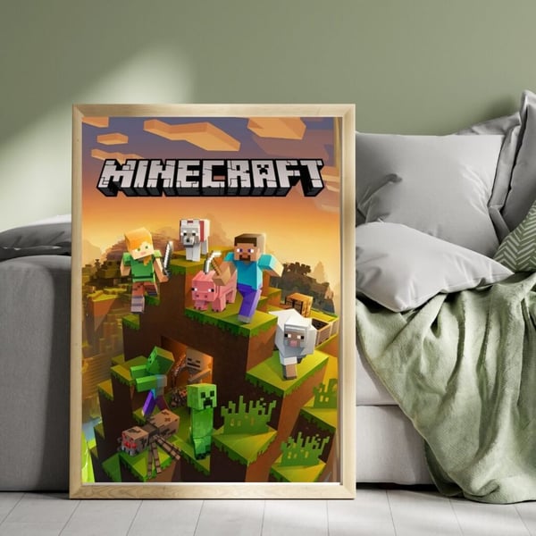 Minecraft Affisch 50x70 cm – Gaming Poster | Spel Väggkonst | Perfekt för Gamer Rum