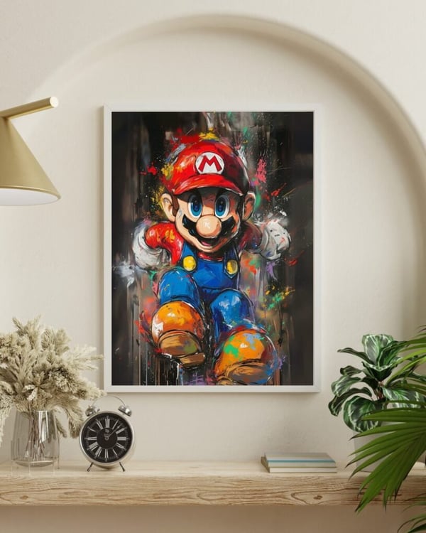 Super Mario Porträtt Poster 50x70 cm – Gaming Affisch | Retro Spel Väggkonst