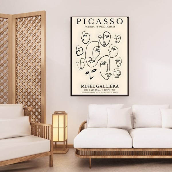 Picasso Plakat 50x70 cm – Line Art Plakat | Moderne Kunst | Abstrakt Vægkunst