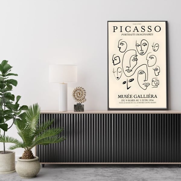 Picasso Plakat 50x70 cm – Line Art Plakat | Moderne Kunst | Abstrakt Vægkunst