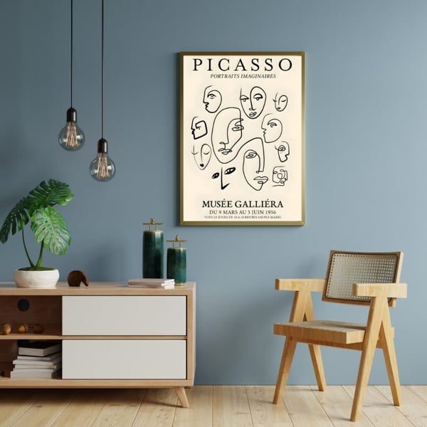 Picasso Plakat 50x70 cm – Line Art Plakat | Moderne Kunst | Abstrakt Vægkunst