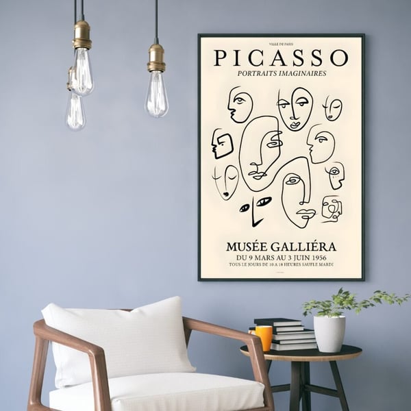 Picasso Plakat 50x70 cm – Line Art Plakat | Moderne Kunst | Abstrakt Vægkunst
