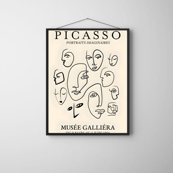 Picasso Plakat 50x70 cm – Line Art Plakat | Moderne Kunst | Abstrakt Vægkunst