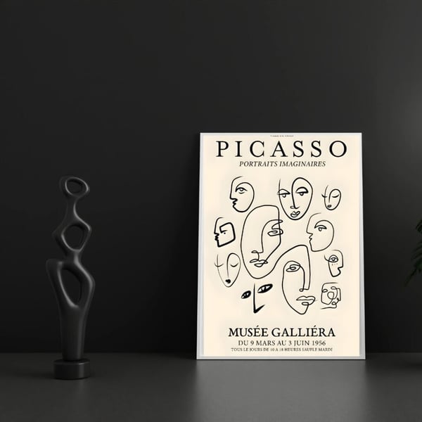 Picasso Plakat 50x70 cm – Line Art Plakat | Moderne Kunst | Abstrakt Vægkunst