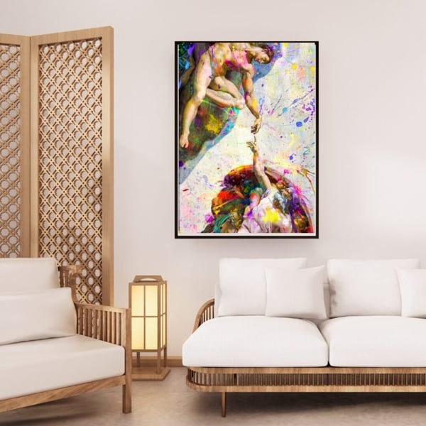 The Creation of Adam Modern Poster 50x70 cm – Färgstark Abstrakt Konst | Klassisk & Contemporary Väggkonst