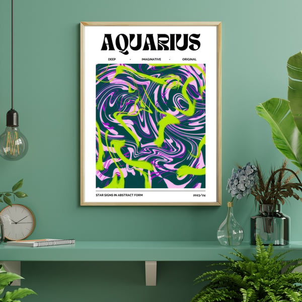 Aquarius Poster | Stjärntecken Poster | Zodiac Väggkonst | 50x70 cm