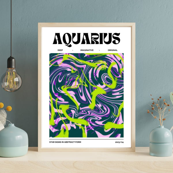Aquarius Poster | Stjärntecken Poster | Zodiac Väggkonst | 50x70 cm