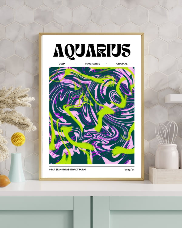 Aquarius Poster | Stjärntecken Poster | Zodiac Väggkonst | 50x70 cm