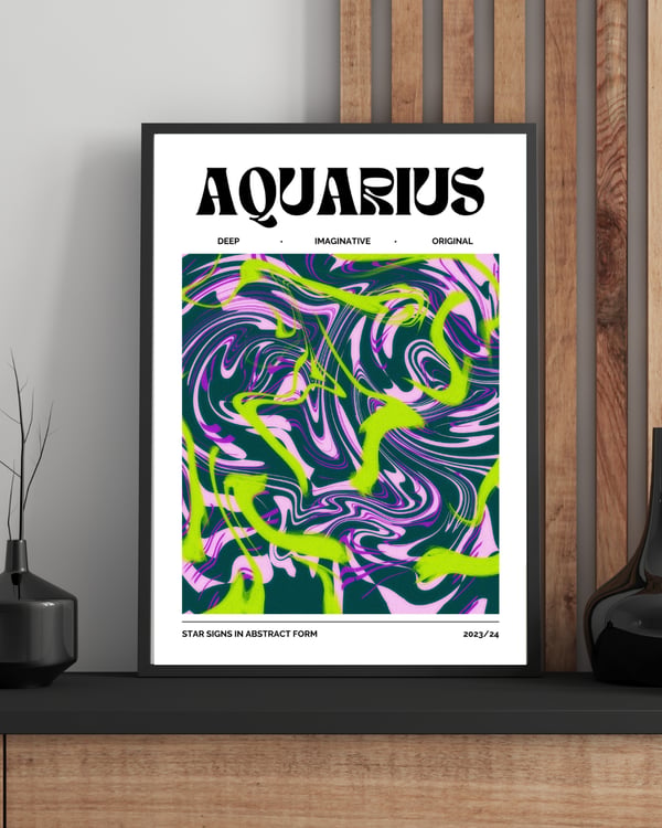 Aquarius Poster | Stjärntecken Poster | Zodiac Väggkonst | 50x70 cm