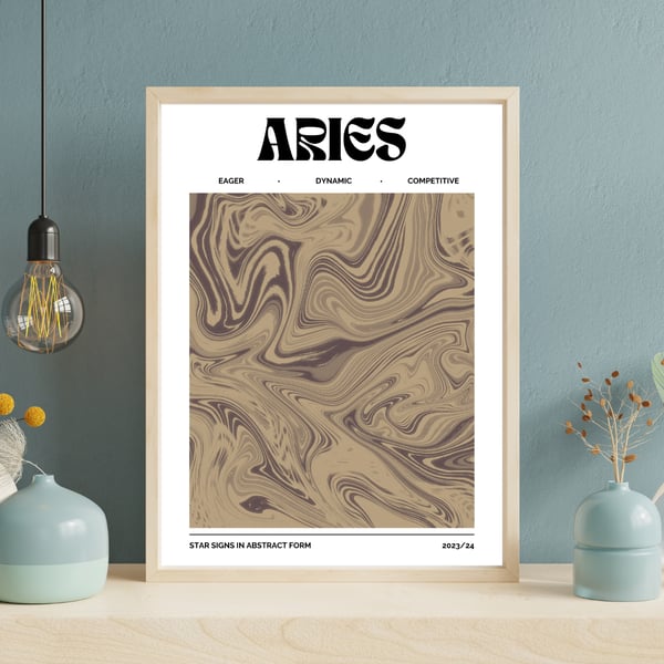 Aries Poster | Stjärntecken Poster | Zodiac Väggkonst Storlek | 50x70 cm