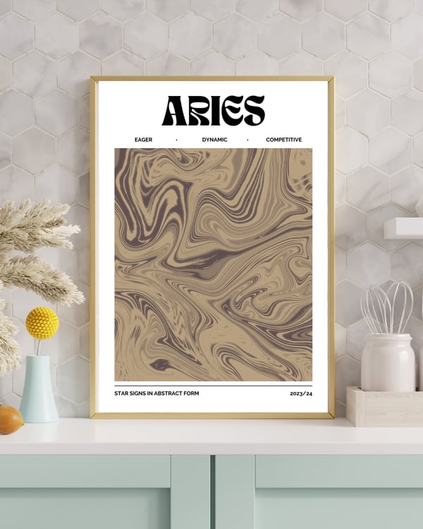 Aries Poster | Stjärntecken Poster | Zodiac Väggkonst Storlek | 50x70 cm