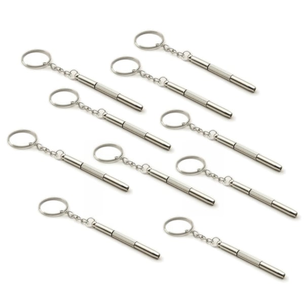 10-pack Glasögon-Skruvmejsel, flat, kryss, hylsa på nyckelring
