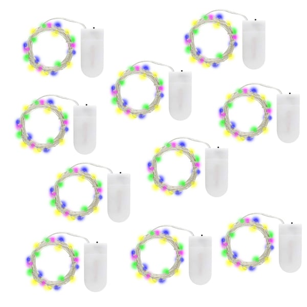 10st MIX Ljusslingor med 20 små olikfärgade LED o batteri, 1m