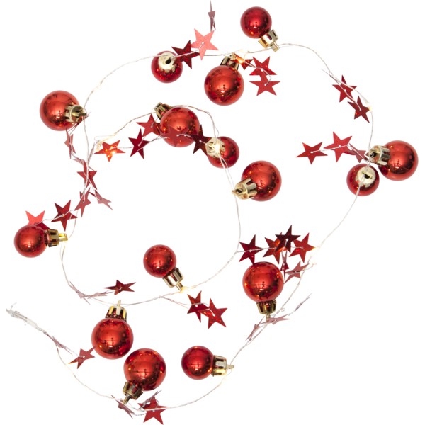 Jättesöt Ljusslinga X-MAS RÖD, 10 LED, dekorationer och TIMER