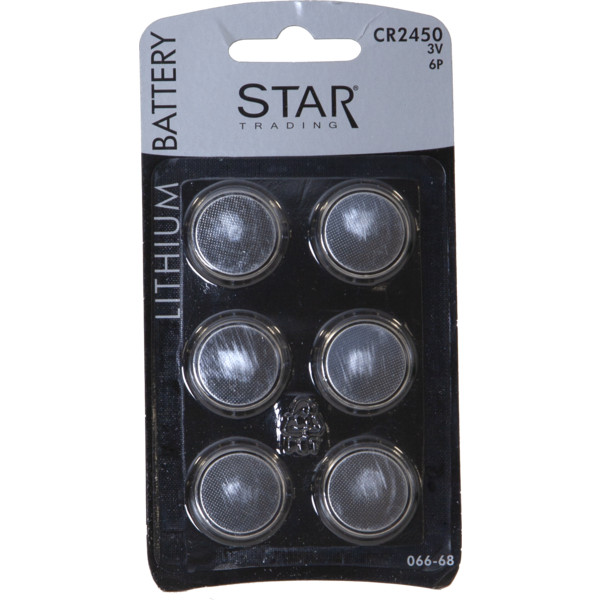 Batteri CR2450, DL2450, 2450, 6-pack, lithium, knappcell