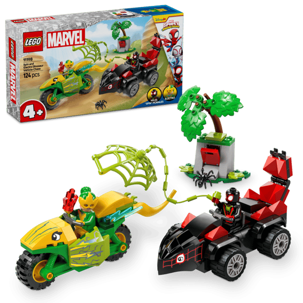 LEGO Super Heroes 4+ Spins och Electros jakt med dinosauriefordo