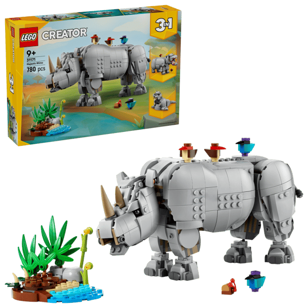 LEGO Creator Vilda djur majestätisk noshörning med fåglar 31171