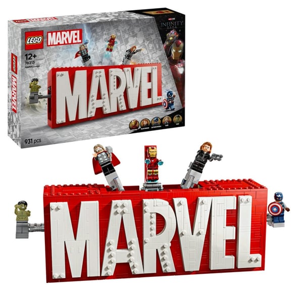 LEGO Super Heroes MARVEL logotyp och minifigurer 76313