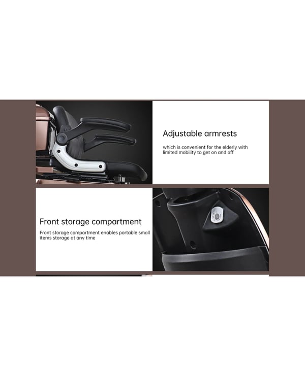 Ekomoto Vista 1 elektrisk mobilitetsscooter, 1000 W, 20 Ah, AC, BN
