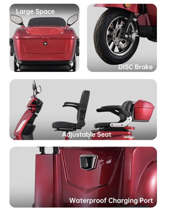 Ekomoto elektrisk mobilitetsscooter Vista 2, 1000W, 20Ah AC