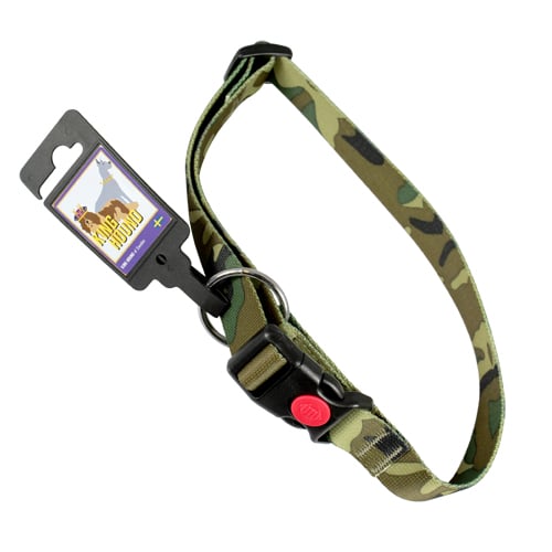 Nylonhalsband med snabb spänne, camouflage, 25 mm x 45-70 cm