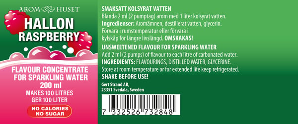 Bordsvattenarom 200 ml Hallon pumpflaska, 100L
